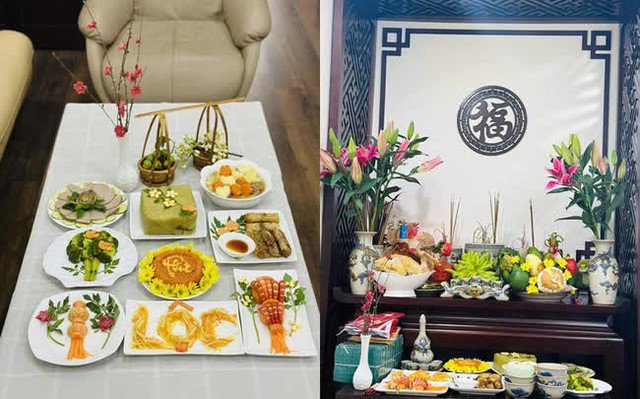 Người vợ NSND Công Lý chuẩn bị mâm cúng ông Táo đầy tâm huyết, cầu chúc bình an cho gia đình